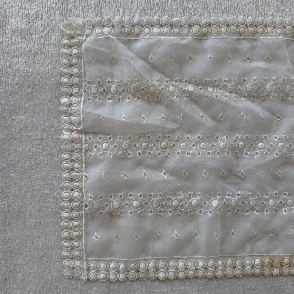 Vintage Sheer Lace Table Runner Embroidered‎ Cottagecore Vanity Scarf 30x14